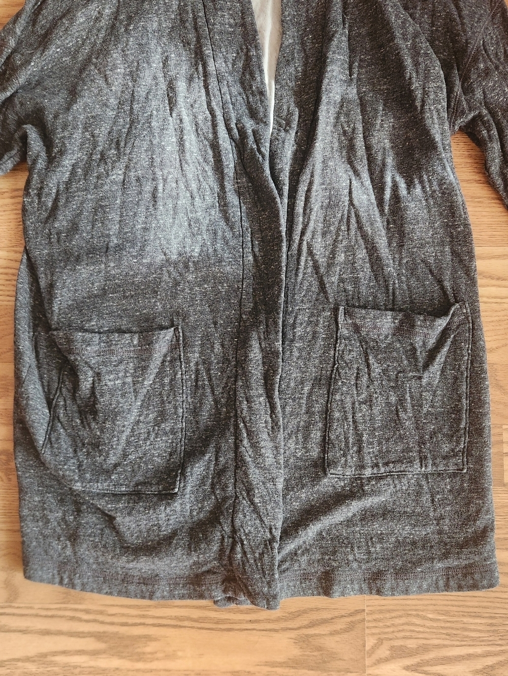 EUC Eileen Fisher Cozy Open-Front Cardigan in Dark Heather Gray, Size L - Picture 2 of 6